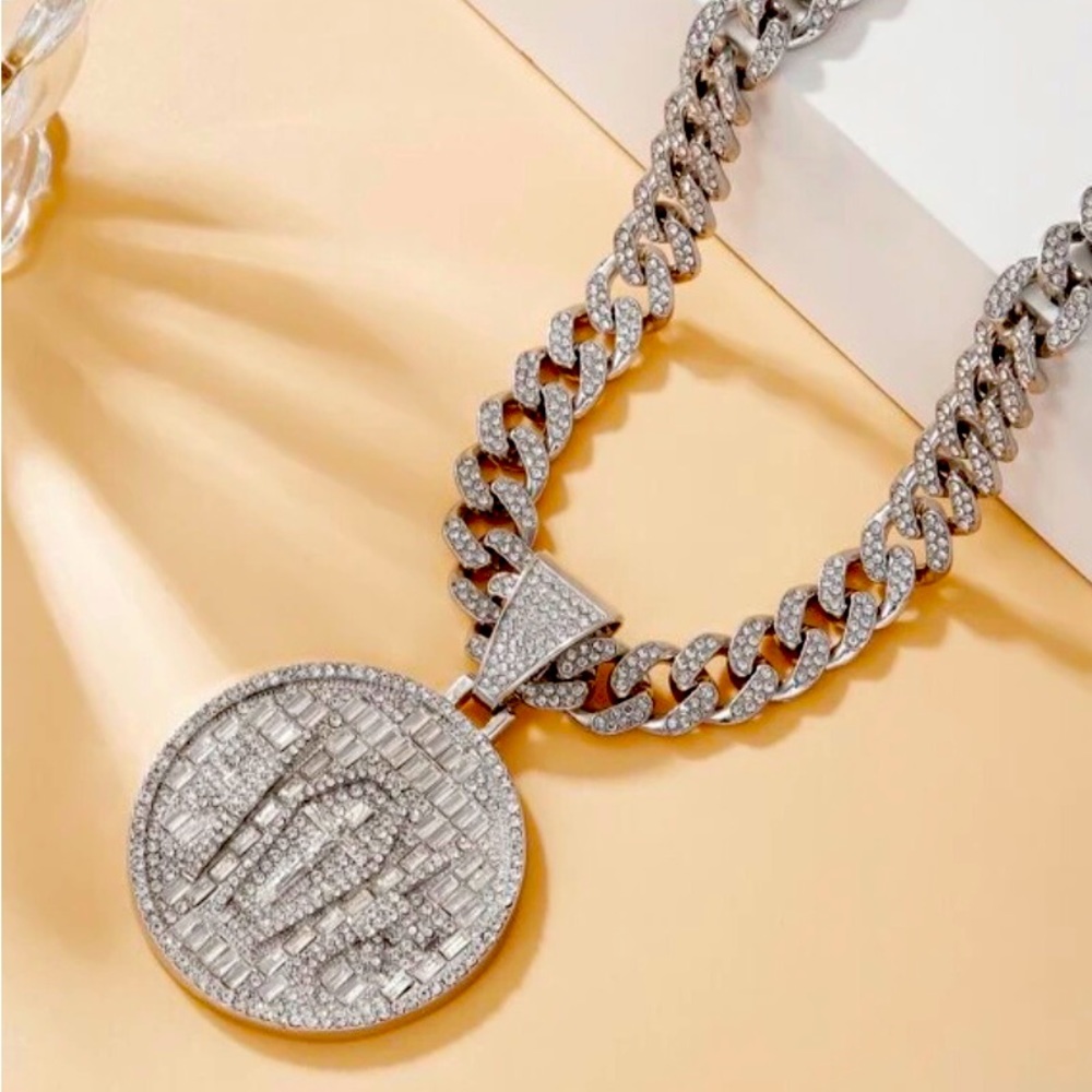 Men Round Charm Necklace - Picture 1 of 3